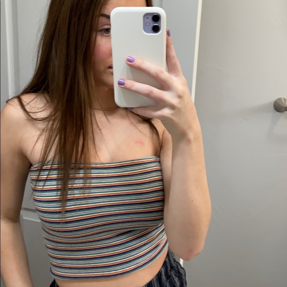 Rainbow striped brandy tube top. Rare